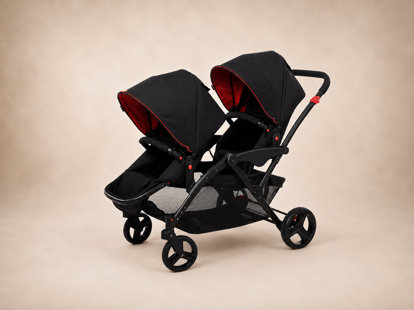 Luxe Duo Kinderwagen voor tweeling - voorkant overzicht